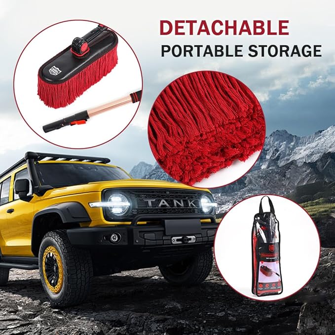 Car Cleaning Supplies Duster, Exterior Scratch Free, Soft Brush Kit for Truck SUV RV Motorcycle, Wax Cotton Hair, Extendable Handle, Dust Removing No Lint, Gifts for Men Women