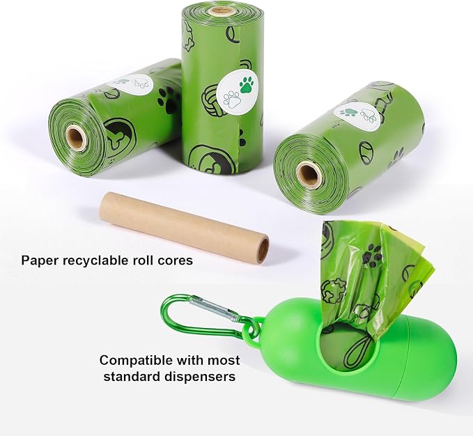 Dog Poop Bags Rolls 420 Counts: TVOOD Extra Thick Poop Bags for Dogs Leak-proof Scented Pet Waste Bags for Doggie Poo - with 2 Dispenser, Green