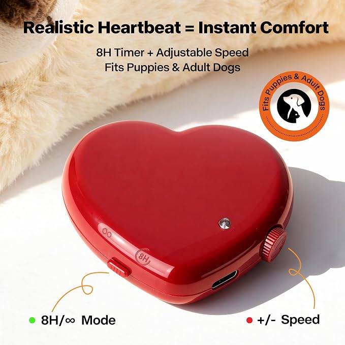 PetPrime Dog Plush Toy with Heartbeat for Puppies – Rechargeable with Timer & Adjustable Speed, Pet Soft Anxiety Puppy Toy,Includes 1 Disposable Heat Pack(Bear)