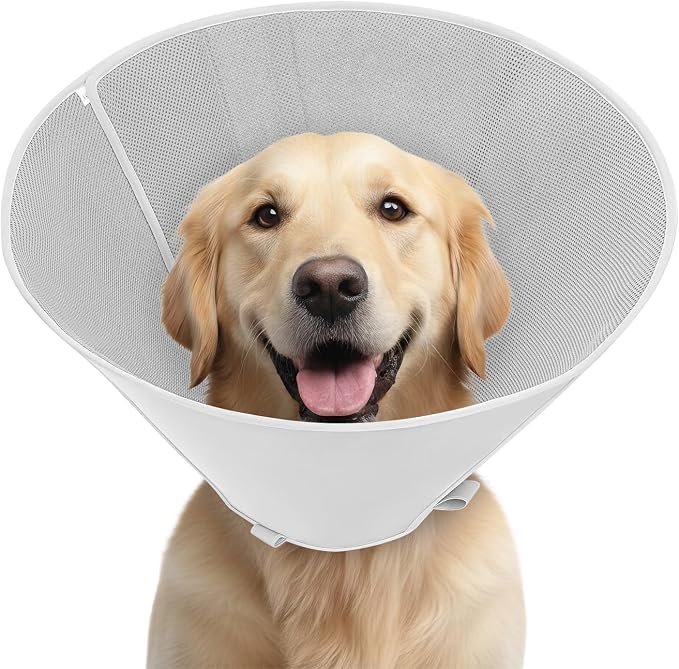 Soft Dog Cone Collar to Stop Licking After Surgery, Mesh Breathable Pet Recovery Collar for Large Medium Dogs, Elizabethan Cone Alternative(S)
