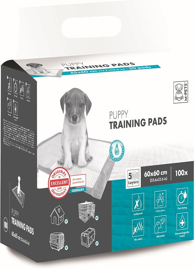 M-PETS Puppy Training Pads for Dogs – Leakproof Fast-Drying Puppy Pee Pads with Odor Control & Clean Paws Technology (30, 60 x 60 cm)