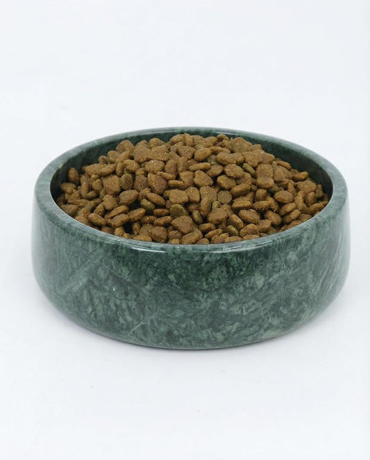 OOBOOB Natural Marble Dog Bowls, Heavy Duty Non-Slip Pet Bowls, Minimalist Dog Food Bowl with Unique Natural Veining, Durable Feeding Bowl for Small to Medium Dogs & Cats