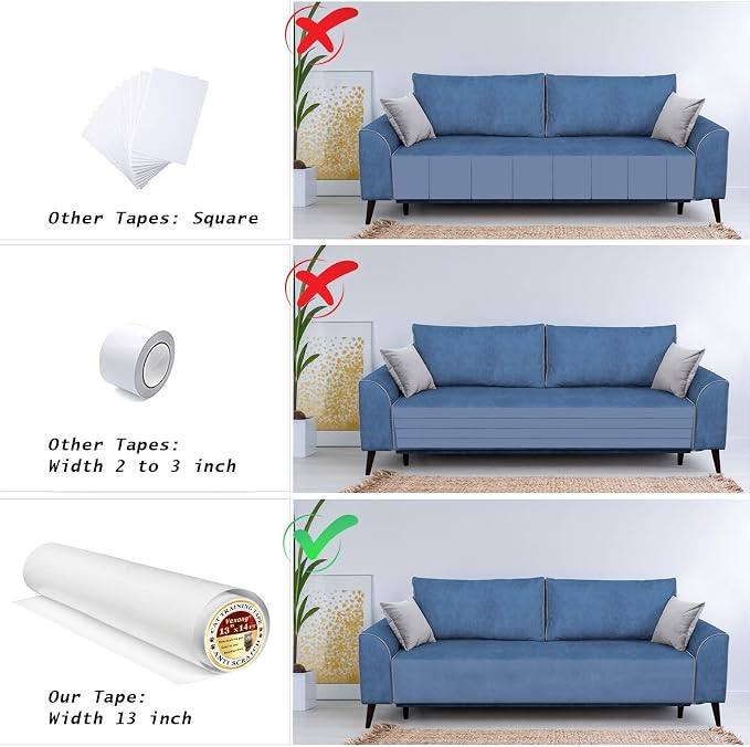 Anti Cat Scratch Furniture Protector, Transparent Self-Adhesive Couch Furniture Protectors from Cats Scratching Claws, Cat Scratch Couch Protector (13" x 168")