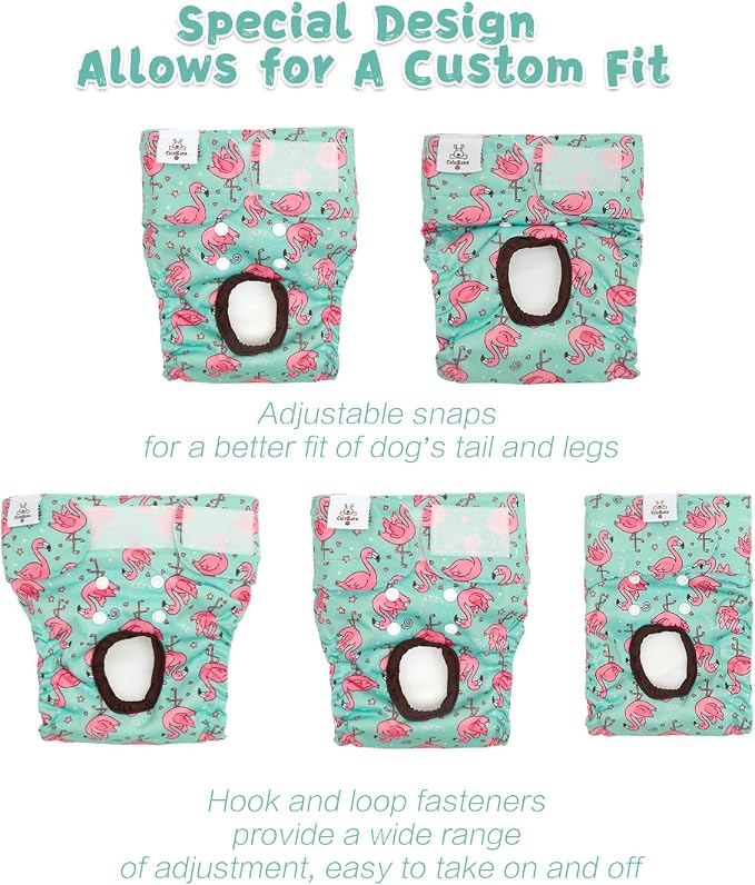 CuteBone Washable Female Dog Diapers 4 Pack Reusable Doggie Heat Diapers for Period FMG10XS