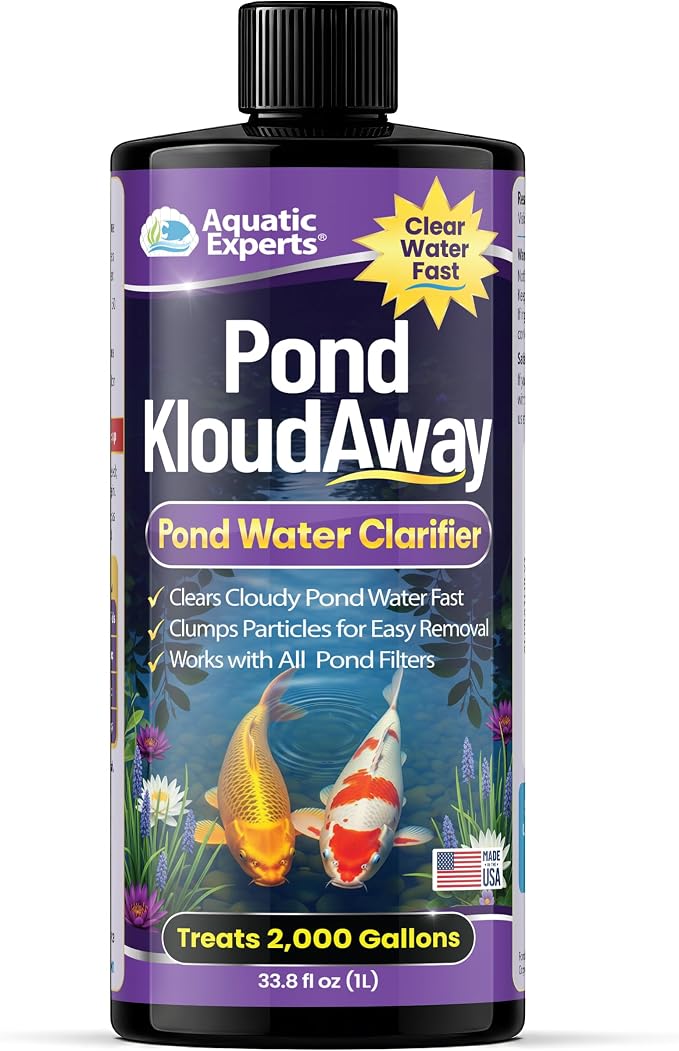 Pond KloudAway Pond Water Clarifier – Clears Cloudy Pond Water, Clumps Particles for Easy Removal, 1 Liter, Aquatic Experts