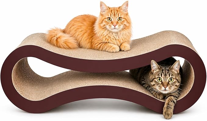 Extra Large Cat Scratcher Cardboard Bed, 34" Horizontal Cat Scratcher Cardboard Lounger, 100% Recyclable & Reversible Durable Board Pads Prevents Furniture Damage