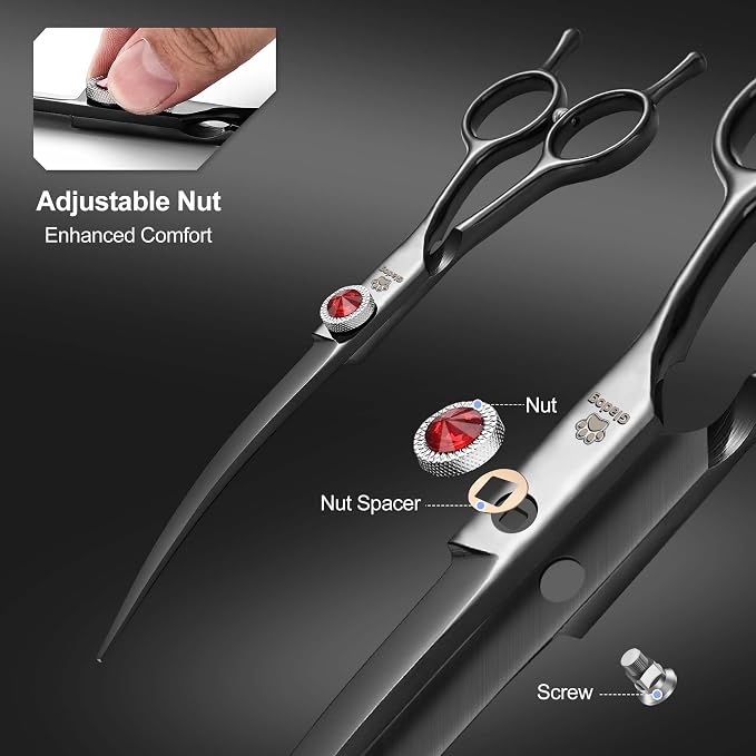 7 Inch Titanium Professional Dog Grooming Scissors Kit & Blue Set
