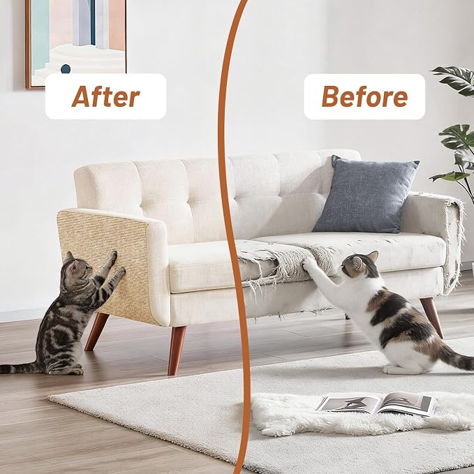 Couch Protector from Cat Claws 78.7" x 15.8" Trimmable DIY Self-Adhesive Cat Scratch Mat for Furniture Couch or Wall Protector, Covering Cat Scratching Post Indoor