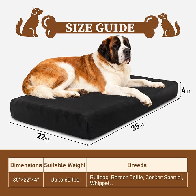 Chew Proof Dog Bed, Indestructible Dog Bed for Aggressive Chewers, Durable Crate Mat Waterproof & Machine Washable Kennel Pad for Indoor Outdoor