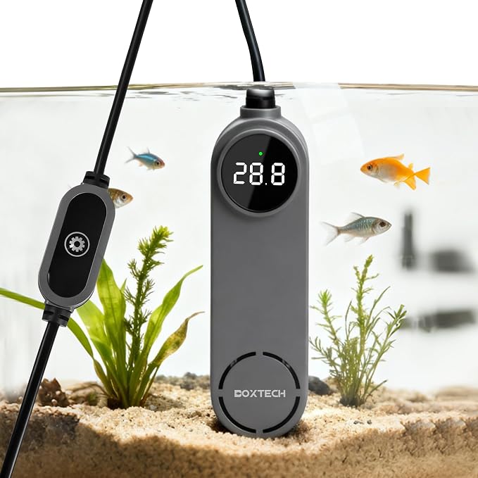 UPETTOOLS Submersible Aquarium Heater with External Control - Ceramic-Metal Fish Tank Heater with Digital Thermostat for 5-25Gallon Small Tanks, Overheat Protection