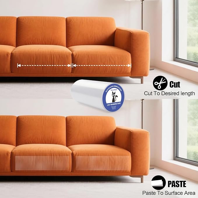 Extra Wide Cat Scratch Guard Tape, 200'' x 8.2'' Clear Anti Scratch Tape for Furniture, Single Sided Protective Film to Stop Cats & Dogs Scratching Sofa, Door, Walls, Car Interiors