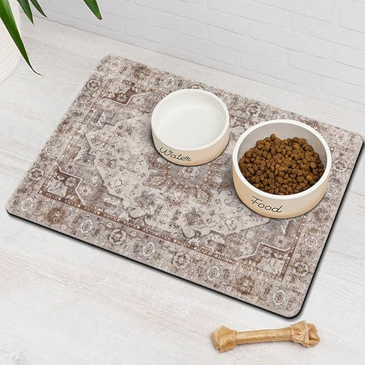 Dog Food Mat for Floors Waterproof Quick Dry Pet Placemat Cat Feeding Bowls Mats for Food and Water, Eco-Friendly Dog Accessories Diatomite Pets Supplies 12" X 20"