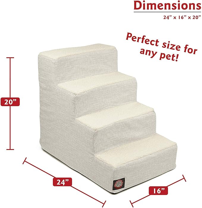 Majestic Pet Portable Pet Stairs | Soft Sherpa Steps Foam Feeling | Steps for Dogs & Cats | Dog & Cat Ramp | Indoor Only | Max Weight: up to 250 Lbs, 4 Step, Palette Heathered Gray