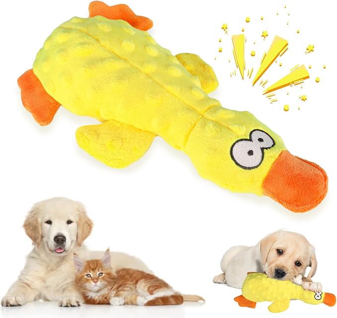 Vingtank Calming Duck Toy for Dogs, 2025 New Yellow Duck Dog Toy, Quacking Ducks Toy for Dog Durable Emotional Support Plush Toys for Indoor Dogs