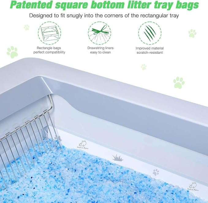 Litter Box Liners Compatible with Pets Scoopfree Litter Box Refill Tray Rectangle Bags with Anti-scratch Cardboard 20 Pack