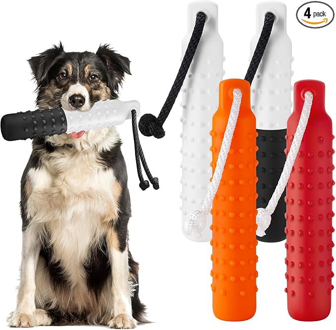 Blueweenly 4 Pcs Dog Bumper Toy for Water Retrieving Plastic Puppy Training Dummy Dog Float Toy Lightweight for Float on The Water Pool Outdoor Training Hunting Fetching (Multicolor)