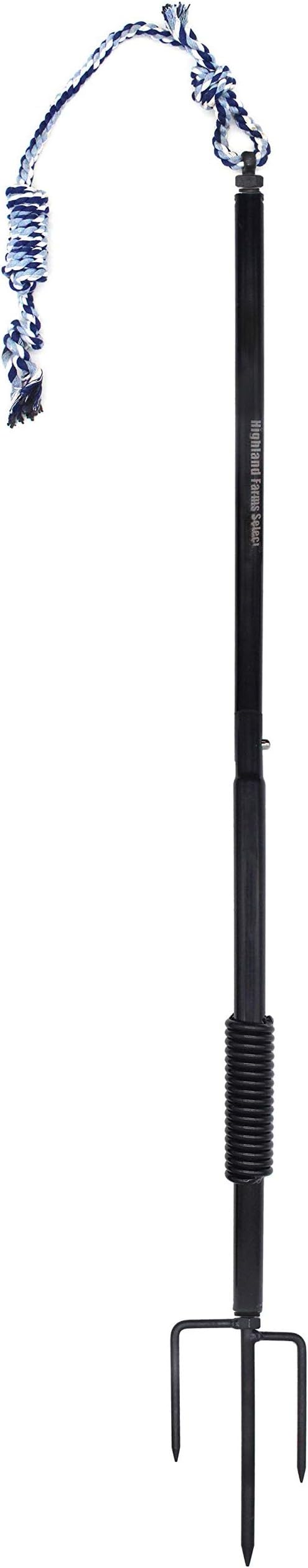 Dog Retractable Interactive Training Tug Toy - Pet Obedience Training Tug - Stable Exercise Metal Pole & Spring Rod with Replaceable Chew Rope for Small/Medium Dogs