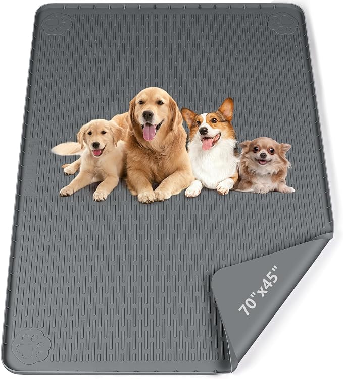 Pee Pads for Dogs, 70" x 45" Extra Large Reusable Silicone Mat, Washable Puppy Training Pads for Potty Training, Non-Slip, Leak-Proof, Indoor Floor Protection (Dark Grey)