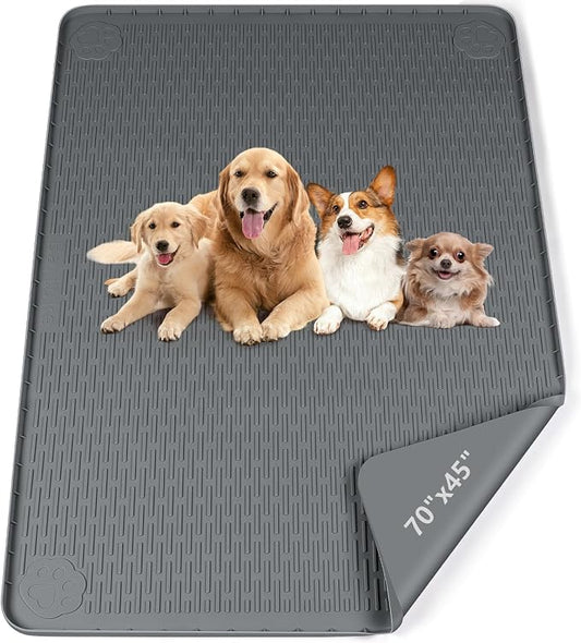 Pee Pads for Dogs, 70" x 45" Extra Large Reusable Silicone Mat, Washable Puppy Training Pads for Potty Training, Non-Slip, Leak-Proof, Indoor Floor Protection (Dark Grey)