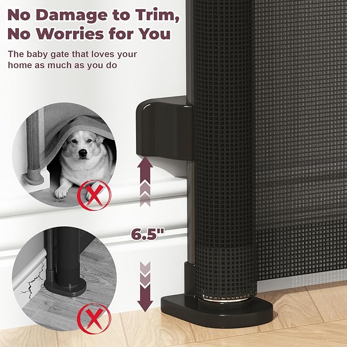 2Pack Retractable Baby Gates for Stairs, 58" Extra Wide Mesh Dog Gate for Doorways, Child Gate for Toddler Pet, Indoor and Outdoor Use, Easy Install, 34" Height, Black