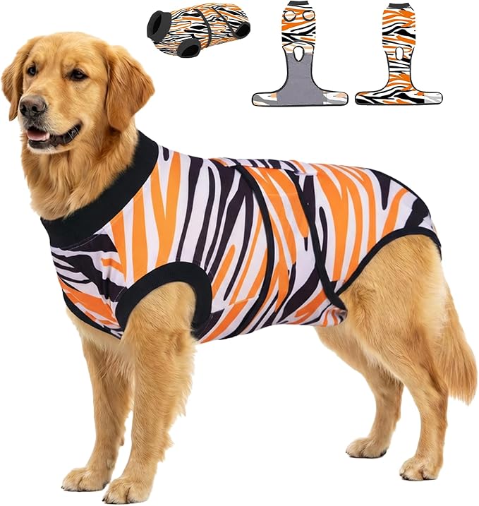 PetWarm Dog Surgery Recovery Suit, Dog Spay Recovery Suit Female and Male, Onesie for Dogs, Spay Neuter Bodysuit for Abdominal Affected Areas Sensitive Skin Areas, Leopard Pattern, Black, 2XL