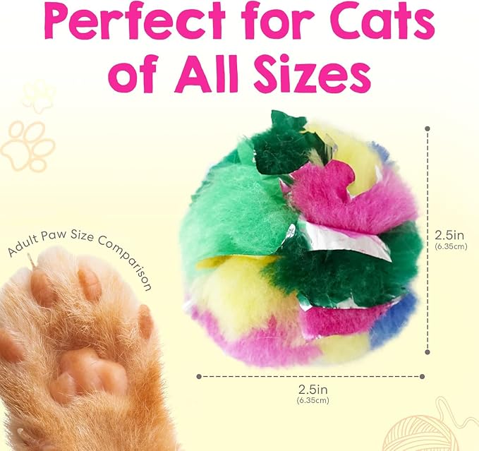 Large Cat Crinkle Ball 2.5 Inch | 1 Pack | Soft Lightweight Indoor Cat Toys with Durable Crinkle Build and Engaging Sound