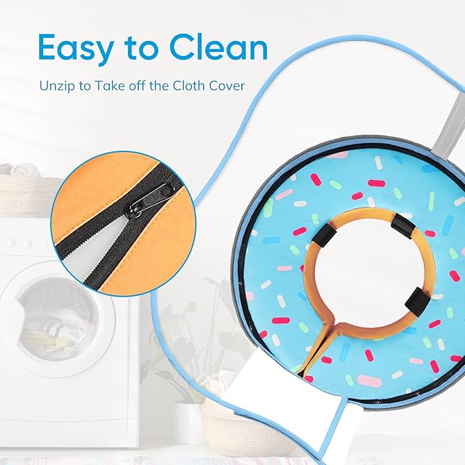 Sponge Dog Cone Collar, Dog Donut Collar After Surgery with Clear Shield, Adjustable Soft Cone for Dogs to Stop Licking-Comfy Cone for Large Medium Small Dogs (DonutBlue,XXL)