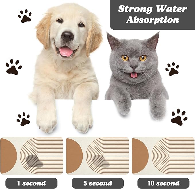 Dog Food Mats,Cat Absorbent Water Bowl Feeding Mats Pet Placemats for Food and Water Beige Bohemia 16 * 24 inch