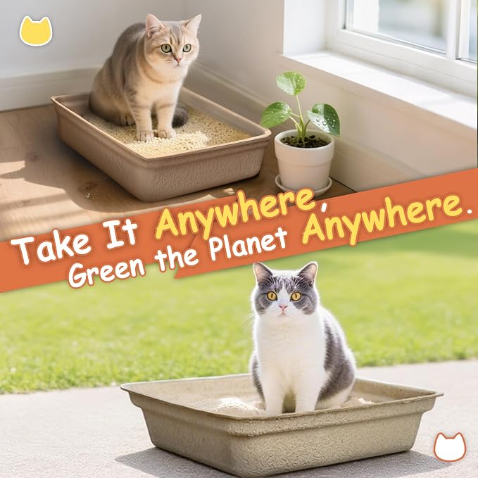 Disposable Litter Boxes for Cats Leak-Proof: 20-Pack Odor Control Sustainable Large Kitty Tray for Travel/Indoor Use