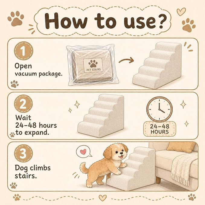 Dog Ramp for Bed,Pet Ramp for High Bed,Dog Stairs for Small & Medium Dogs,Curved Non-Slip Ladder for Older Dogs & Cats,24.4" H,5-Step (Gray)