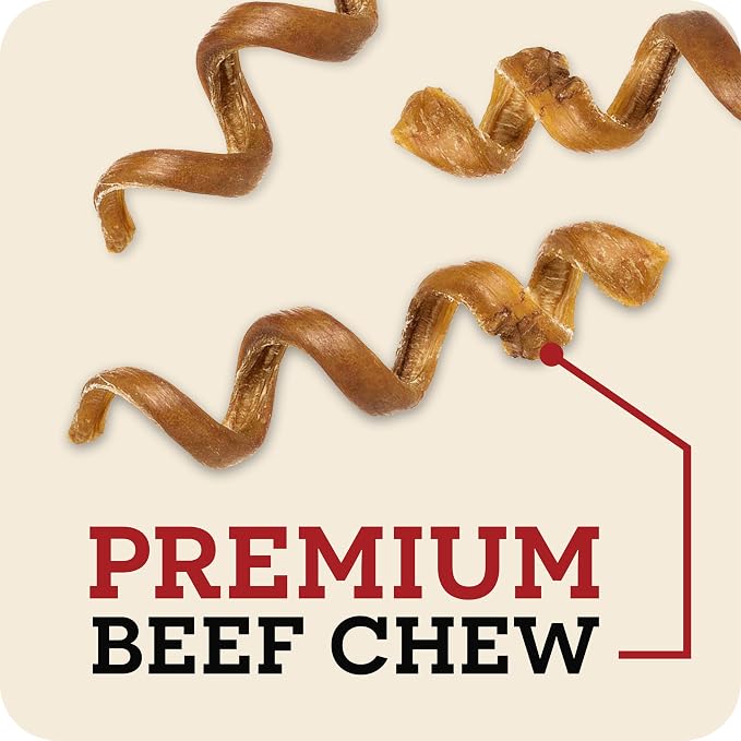 Redbarn Bully Spring Dog Chews 4"-6" 3-Count- 100% Natural Single Ingredient Beef Pizzle Spiral Sticks for Medium to Large Dogs - Rawhide Free Long Lasting Dental Chews
