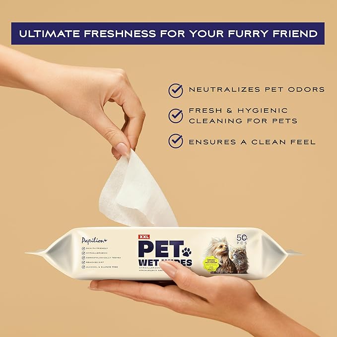 Papilion Pet Wipes for Dogs & Cats, Gentle Grooming & Cleaning Wipes, Safe for Paws, Coat & Face for Daily Use, Paraben-Free, Extra Large All-Purpose Wipes, Flip-Top Pack, 1200 Count