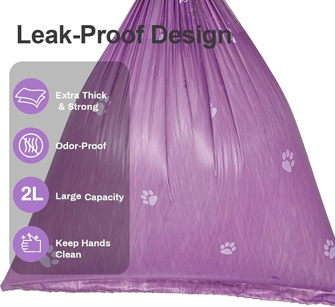 Scented Dog Poop Bags With Dispenser, Strong and Leak-proof Waste Bags for Pets, 870 Count (58 Packs of 15), 13 Inch x 9 Inch (Purple)