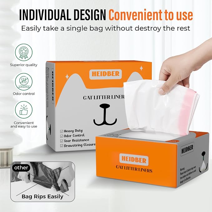 Drawstring Cat Litter Box Liners 100 Pack-Robot Litter Liner Bags for Robot 3 and 4 Cleanpethome/PETKIT PuraX PuraMax Self-cleaning Cat Litter Box Bag Heavy Duty Litter Box Robot Waste Bags