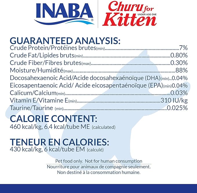 INABA Churu for Kittens, Grain-Free Creamy, Purée Lickable Cat Treats with DHA, EPA, Vitamin E & Taurine, 0.5 Ounces Each, 4 Tubes (1 Pack), Chicken Recipe