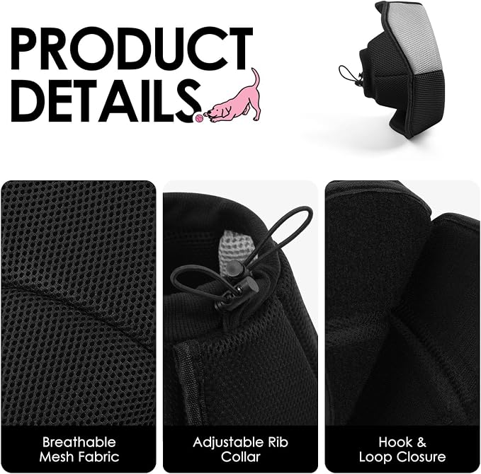 AOFITEE Large Dog Cone - Adjustable Dog Cone to Stop Licking, Foldable Extra Large Cones Dogs for Wound Healing, Pet Elizabethan Cones Collar After Surgery, XL Fabric Pet Neck Collar, Black X-Large