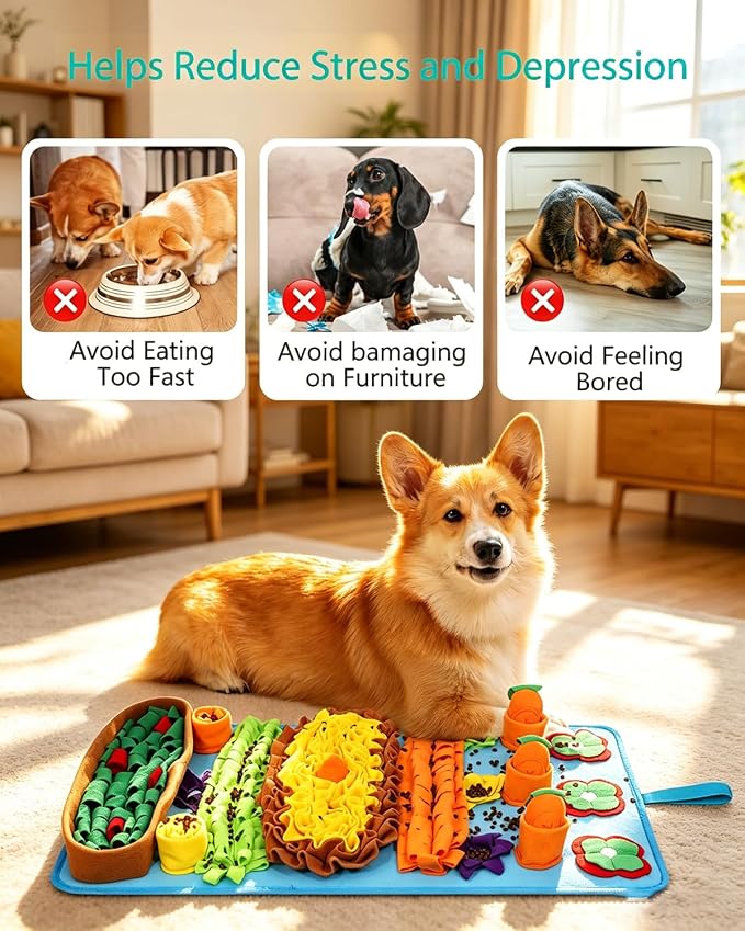 ORIA Snuffle Mat for Dogs, 32''x20'' Interactive Slow Feeder Mat for Boredom, Mental Stimulation, Stress Relief, Enrichment Toy & Treat Puzzle Mat for Small Medium Large Dogs Puppies