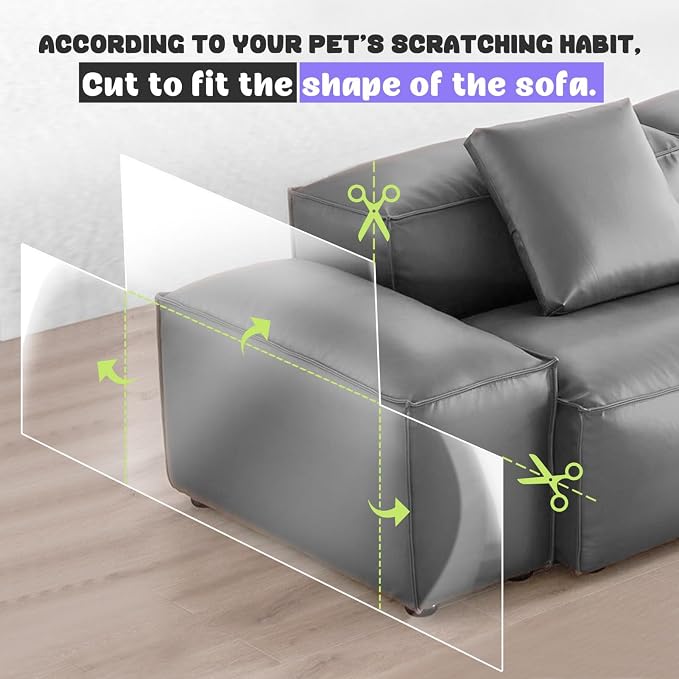 JINVOGREEN Cat Scratch Furniture Protector, 196.8" x 11.8" Couch Protector from Cat Claws, Thickened Transparent Self-Adhesive Furniture Protectors for Couch Protection from Cat Scratching