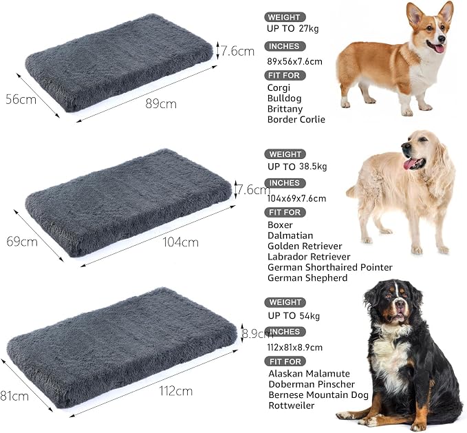 Orthopedic Dog Bed for Medium Dogs, Dual-Layer Memory & Egg-Crate Foam, Washable Warm Winter Plush Cover, Waterproof Liner, Non-Slip Bottom, Crate/Kennel Pad, 35 x 22 Inch, Dark Gray