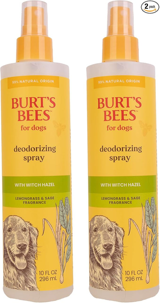 BURT'S BEES FOR PETS Deodorizing Spray for Dogs with With Hazel, Lemongrass and Sage Fragrance, 99% Natural Origin Formulas, Best Waterless Dog Shampoo - Gentle Dry Shampoo for Dogs, 10 oz - 2 Pack