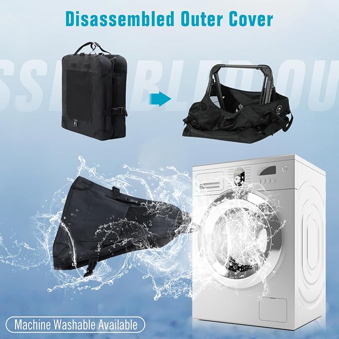 PEGIC Extra Large Cat Carrier, Black | Soft Sided Collapsible, For 2 Kittens or Large Cat, Up to 50lbs, Car Travel, Indoor and Outdoor Uses