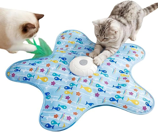 Interactive Cat Toys for Indoor Cats, [Newly Upgraded] Rechargeable Touch Activated Hide and Seek Kitten Toys for Bored Indoor Adult Cats（Fish Style）