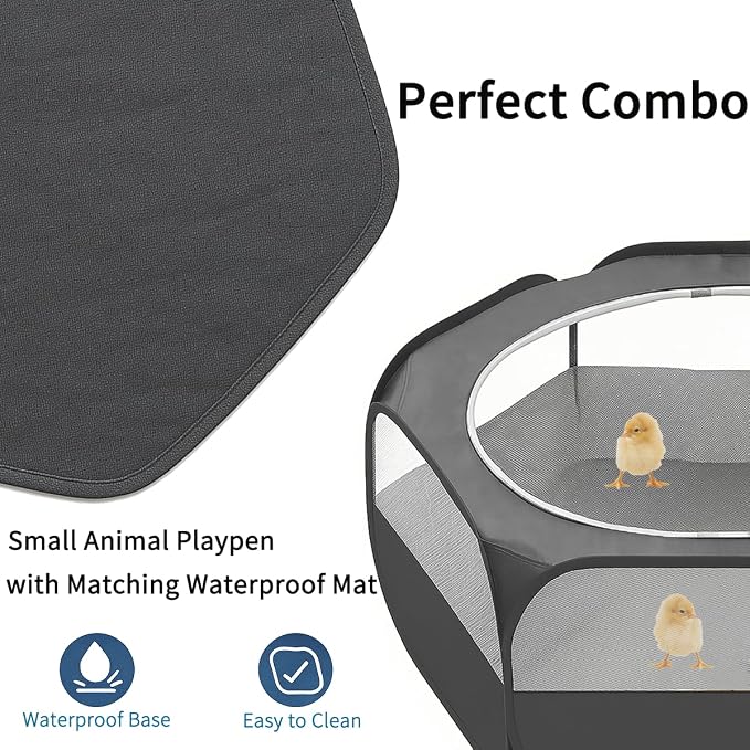 Amakunft 5 in 1 Chick Brooder Box Small Animals Chicken Playpen with Pad Mat, Chick Waterer and Feeder Pop Up Playpen Tent Chicks Coop Indoor/Outdoor for Baby Chicken/Duck