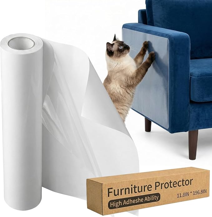 197"x11.8" Cat Anti Scratch for Furniture Protectors Thicken Vinyl Clear Cat Couch Protector from Cat Claws Dog Scratching Sofa Guard Tape Pet Scratch Deterrent Protection