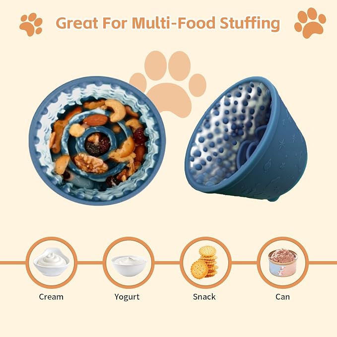 Dog Lick Bowl,Anxiety Relief Non-Slip Silicone Treat Bowl,Durable Anti-Choking Long-Lasting Enrichment Slow Feeder Licking Mat for Small Medium Large Breed,Freezable BPA Free Silicone Dishwasher Safe