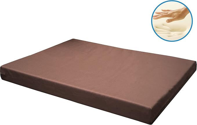 Dogbed4less Memory Foam Platform Dog Bed, Crate Mattress for Orthopedic Joint Relief with Waterproof Removable Cover Medium Large 34X27X3 Brown