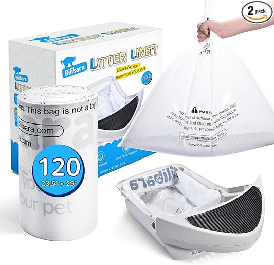Litter Box Liner Bag Compatible with Cat litter Box Robots 3 and 4, 120 Pack - Extra Thick Waste Bags for Self-Cleaning Pet Kitty Litter Box Drawer Liners, 9-11 Gallons Kitchen Trash Bags