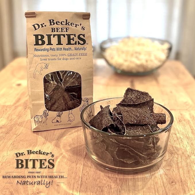 Dr. Becker's Original Beef Bites | Grain Free Liver Training Treats for Dogs & Cats, 5 oz (Pack of 3)