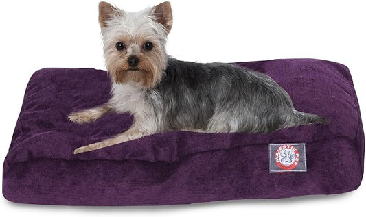 Majestic Pet Shredded Memory Foam Dog Bed Small with Removable Washable Cover – Rectangle Orthopedic Dog Bed–Durable Dog Crate Bed-Flat Dog Bed for Senior Dogs - (27x20) S - Villa - Aubergine