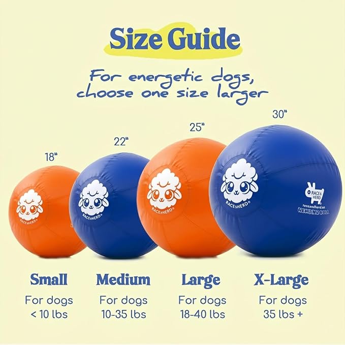 Race&Herd 30" Original XXL Herding Ball for Dogs - Herding Toys, Giant Dog Ball for Australian Shepherds, Border Collies - Durable Dog Outdoor Training Toy for Large Breeds & Horses (Tangerine)